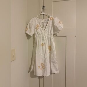 White Dress with Yellow Floral Design